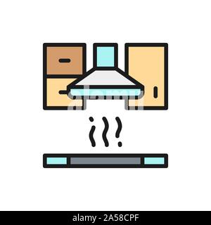 Cappa per cucina colore piatto icona linea. Illustrazione Vettoriale
