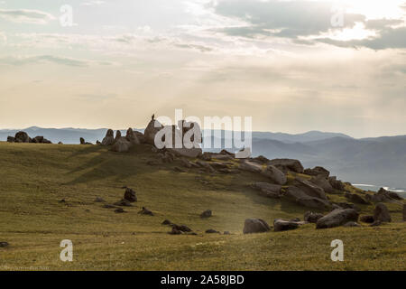 Panorama a Övörkhangai provincia, Mongolia Foto Stock