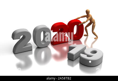 Nuovo anno 2020 (isolaten su sfondo bianco) Foto Stock