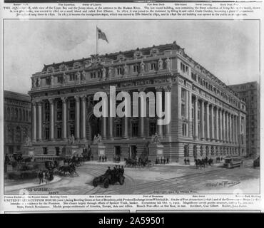 Stati Uniti Custom House (nuovo), rivolta a Bowling Green ai piedi di Broadway, con la produzione di Exchange attraverso Whitehall St., New York City Foto Stock