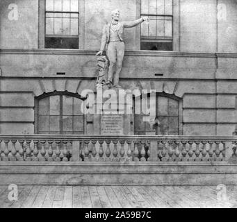 La storia della California - statua di Lincoln, anteriore della scuola di Lincoln House, 5th Street, San Francisco ca. 1866 Foto Stock