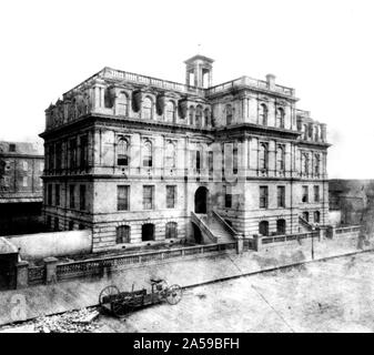 La storia della California - Scuola di Lincoln House, quinta strada, dall'angolo del mercato, San Francisco ca. 1866 Foto Stock