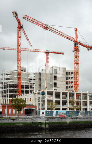 Sito di costruzione di Penrose Wharf e sito di sviluppo dei lavori di costruzione del JCD Group a Cork City, Irlanda dal 2019 Foto Stock