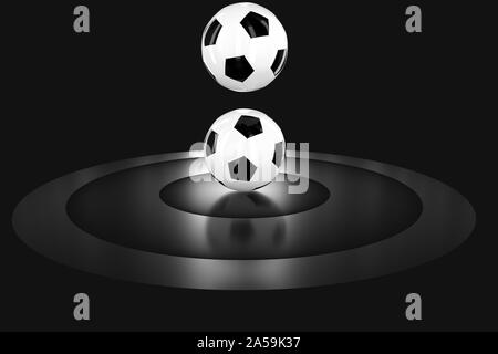 Calcio e indoor arena scene, rendering 3d. Calcolatore disegno digitale. Foto Stock