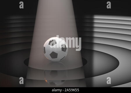 Calcio e indoor arena scene, rendering 3d. Calcolatore disegno digitale. Foto Stock