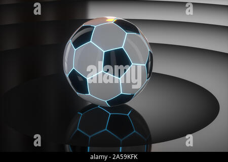 Calcio e indoor arena scene, rendering 3d. Calcolatore disegno digitale. Foto Stock