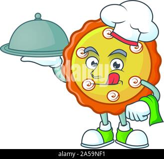 Lo Chef con il cibo torta apple pie cartoon forma dei caratteri Illustrazione Vettoriale