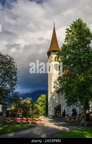 Castello chiesa Schlosskirche e museo Schloss. Interlaken, Svizzera Foto Stock