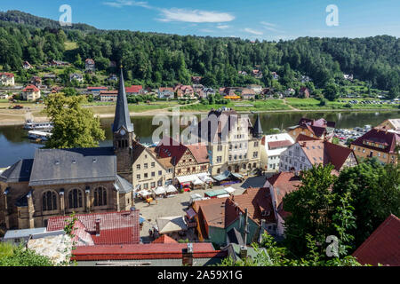 Stadt Wehlen, città vecchia nella valle del fiume Elba, Stadt Wehlen Sassonia Germania Europa Foto Stock