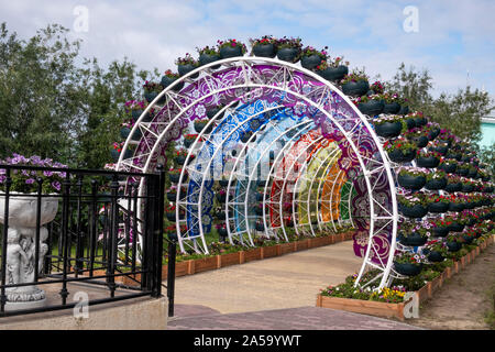 Sculture di luce in Gorodskoy Sad park, Salekhard, Siberia, Russia Foto Stock