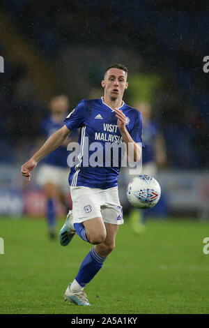 Cardiff, Regno Unito. Xviii oct, 2019. Gavin Whyte di Cardiff City in azione. EFL Skybet partita in campionato, Cardiff City v Sheffield Mercoledì presso il Cardiff City Stadium venerdì 18 ottobre 2019. Questa immagine può essere utilizzata solo per scopi editoriali. Solo uso editoriale, è richiesta una licenza per uso commerciale. Nessun uso in scommesse, giochi o un singolo giocatore/club/league pubblicazioni. pic da Andrew Orchard/Andrew Orchard fotografia sportiva/Alamy Live news Credito: Andrew Orchard fotografia sportiva/Alamy Live News Foto Stock