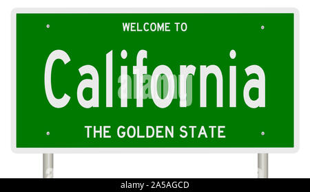 Il rendering di un verde 3d autostrada segno per la California Foto Stock