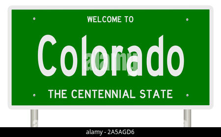 Il rendering di un verde 3d autostrada segno per Colorado Foto Stock