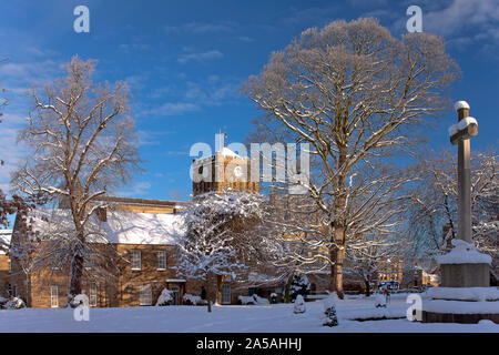 Hexham Abbey in inverno, Hexham, Northumberland, England, Regno Unito Foto Stock