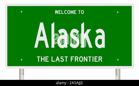 Il rendering di un verde 3d autostrada segno per Alaska Foto Stock