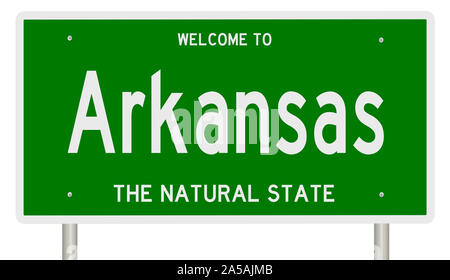 Il rendering di un verde 3d autostrada segno per Arkansas Foto Stock