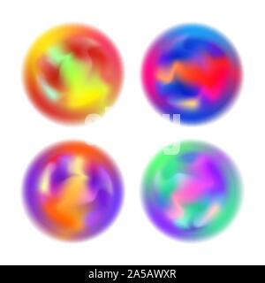 Set di abstract colorati moto sfocata in forma di sfere su bianco Illustrazione Vettoriale