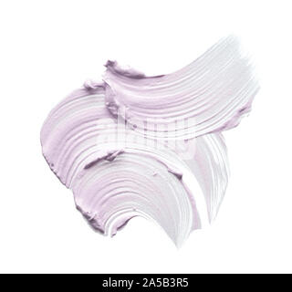 Delicatamente texture viola e tratti di una pulizia del viso della maschera o vernice acrilica isolato su uno sfondo bianco Foto Stock