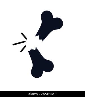 Osso rotto icona isolato nero su bianco illustrazione Illustrazione Vettoriale