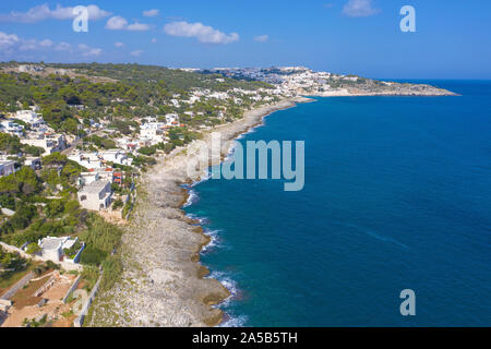 Vista aerea del litorale a Castro, Lecce, Puglia, Italia Foto Stock