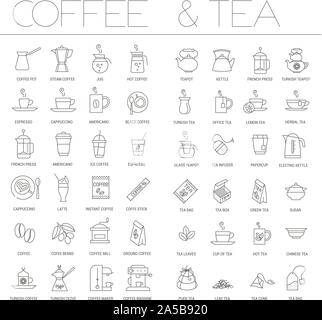 Caffè e tè icon set. Illustrazione Vettoriale