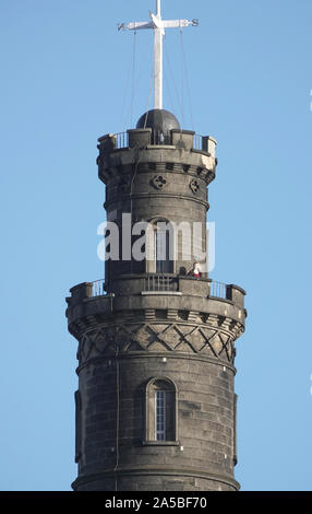 Monumento Nelson, Calton Hill, il Monumento Nelson, Edimburgo, Scozia Foto Stock