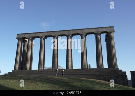 Monumento nazionale su Calton Hill, Edimburgo, Scozia Foto Stock