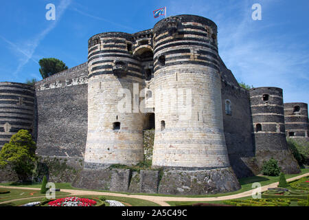Il castello di Angers Maine-et-Loire Francia Foto Stock