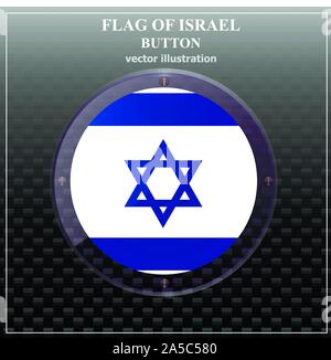 Luminose pulsante trasparente con bandiera di Israele. Giorno di Indipendenza di Israele lo sfondo. Illustrazione luminoso con bandiera . Illustrazione Vettoriale