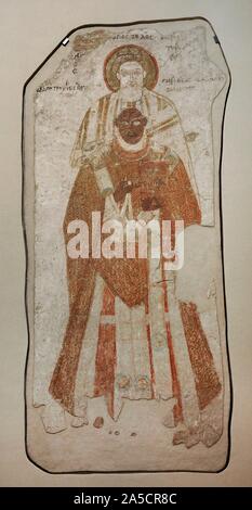 Affresco con la rappresentazione del Obispo Petros con el apóstol San Pedro. 975-999. Capilla de los Obispos. Catedral de Faras, Sudán. Galería Faras. Museo Nacional. Varsovia. Polonia. Foto Stock