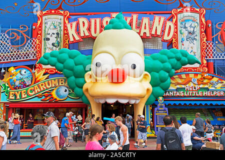 Krustyland Ride, The Simpsons Ride presso gli Universal Studios, Orlando, Florida, Stati Uniti d'America Foto Stock