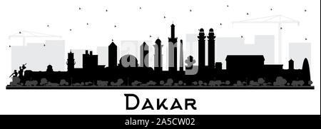 Dakar in Senegal skyline della città silhouette nera con edifici isolati su bianco. Illustrazione Vettoriale. Viaggi di lavoro e di concetto. Illustrazione Vettoriale