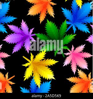 Configurazione astratta dalla marijuana cannabis sulla Rastafarian i colori dello sfondo. Illustrazione Vettoriale. Illustrazione Vettoriale