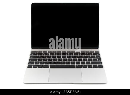 Apple 12' MacBook ritagliare isolati su sfondo bianco Foto Stock