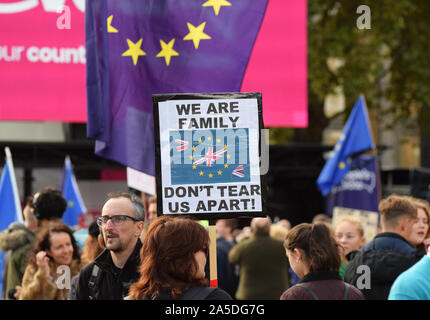 Sostenitori della Brexit a Londra nel Regno Unito 2019 Foto Stock