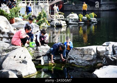 Jinan, la Cina della provincia dello Shandong. Xx oct, 2019. I turisti si divertono lungo il fosso di Jinan, est della Cina di Provincia di Shandong, 20 ott. 2019. Credito: Wang Kai/Xinhua/Alamy Live News Foto Stock