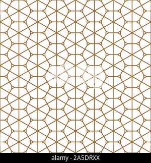 Modello senza soluzione di continuità sulla base di ornamento giapponese Kumiko.colore oro.spessore medio. Illustrazione Vettoriale