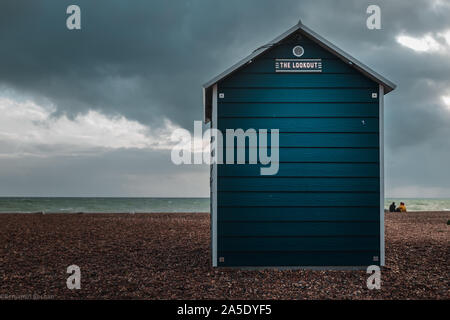 Cabina sulla Spiaggia di Brighton Foto Stock