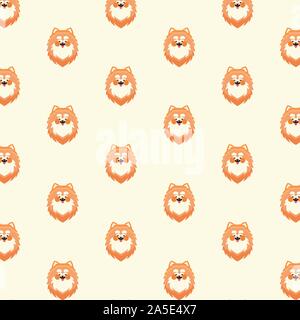 Modello senza cuciture con simpatici cani di Pomerania. Illustrazione Vettoriale