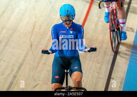 Maria Giulia Confalonieri ITA vince l'oro in Womens Gara a punti durante la UEC ciclismo su pista del Campionato Europeo nel mese di ottobre, 19 2019 di Apeldoorn, Paesi Bassi. (Foto di SCS/Sander Chamid Foto Stock