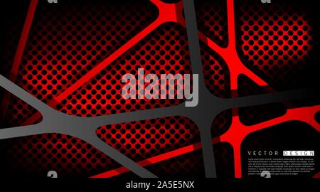 Sfondo nero del vettore di sovrapposizione. Realistico strati sovrapposti su uno sfondo di colore rosso di un modello di cerchio. illustrazione vettoriale. Illustrazione Vettoriale