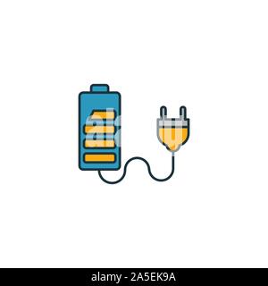 Icona della batteria in carica set. Quattro elementi in diversi stili dalla potenza ed energia raccolta di icone. Creative per la ricarica della batteria piena di icone, contorno Illustrazione Vettoriale