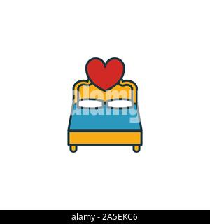 Badroom icon set. Quattro elementi in diversi stili dalla luna di miele raccolta di icone. Creative icone badroom riempito, del contorno colorato e simboli di Piana Illustrazione Vettoriale