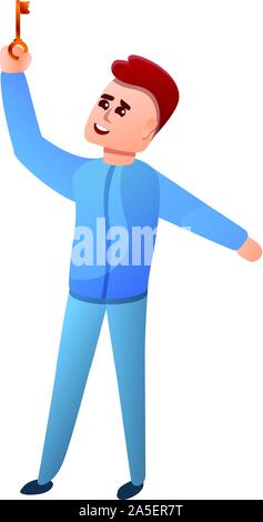 Ragazzo trovare ricerca icona a chiave. Cartoon di boy trovare ricerca chiave icona vettoriali per il web design isolato su sfondo bianco Illustrazione Vettoriale