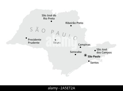 Sao Paulo Stato mappa isolato Illustrazione Vettoriale