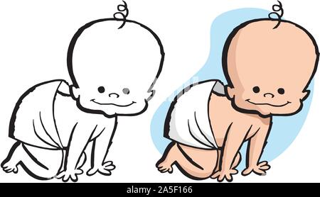 Un cartoon carino di un neonato. Illustrazione Vettoriale