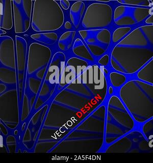 Abstract sfondo blu scuro la sovrapposizione delle linee 3D carta per arti grafiche Illustrazione Vettoriale