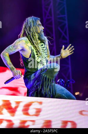 Las Vegas, Nevada, USA. Ottobre 19, 2019. Rob Zombie esibirsi sul palco della terza edizione del Las Rageous musica heavy metal festival tenutosi presso il Downtown Las Vegas Eventi Centro. Photo credit: Ken Howard immagini Credito: Ken Howard/Alamy Live News Foto Stock