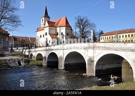 Ponte Vecchio e Namest nad Oslavou, Repubblica Ceca, Europa Foto Stock