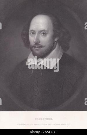 Ritratto di William Shakespeare (Shakspere) 'Bard di Avon" - Londra, virtù & Co 1800s. Foto Stock